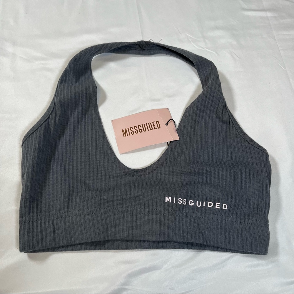 Missguided grey halter neck crop top Size 4‎ casual